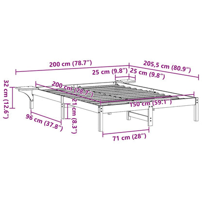 vidaXL Bed Frame White 150 x 200 cm Solid Pine Wood