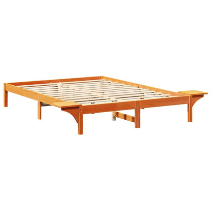 vidaXL Bed Frame Wax Brown 150 x 200 cm Solid Pine Wood