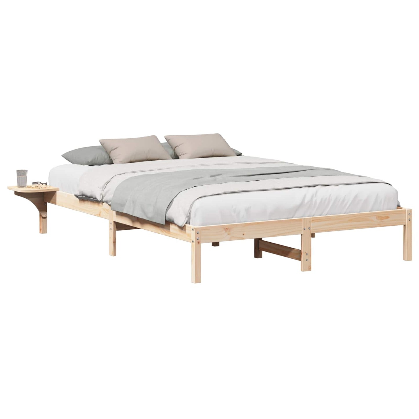 vidaXL Bed Frame Natural 140 x 200 cm Solid Pine Wood
