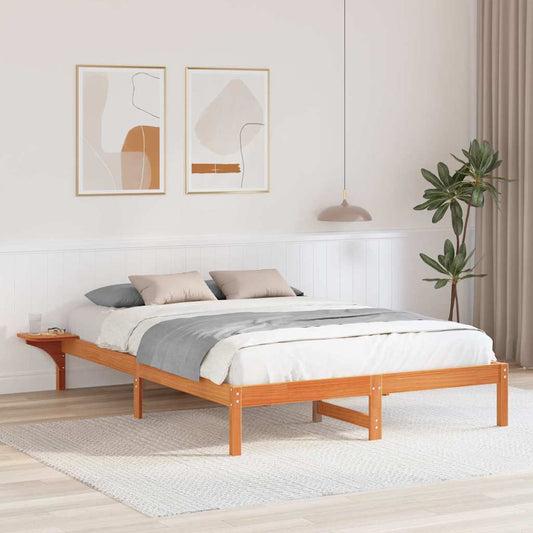 vidaXL Bed Frame Wax Brown 140 x 200 cm Solid Pine Wood