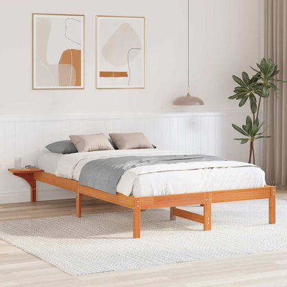 vidaXL Bed Frame Wax Brown 140 x 190 cm Solid Pine Wood