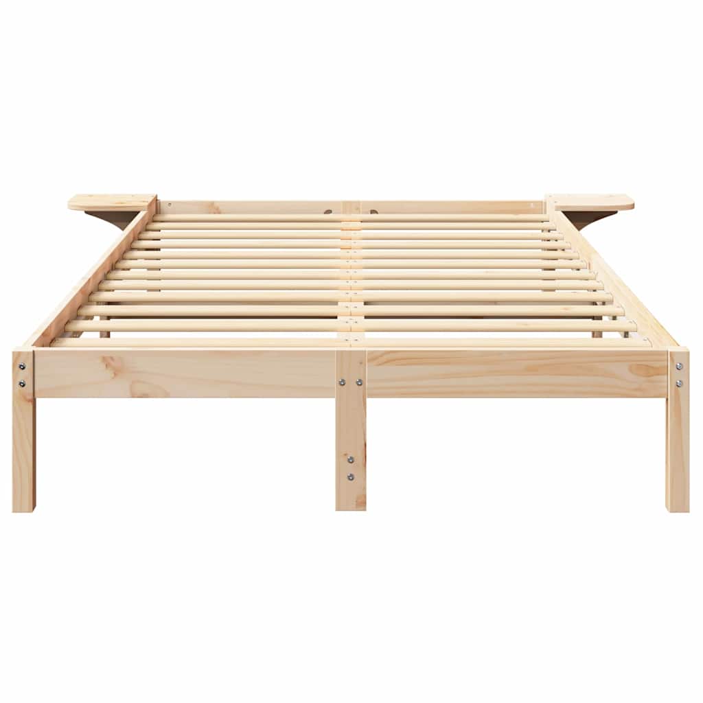vidaXL Bed Frame Natural 135 x 190 cm Solid Pine Wood