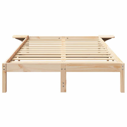 vidaXL Bed Frame Natural 135 x 190 cm Solid Pine Wood