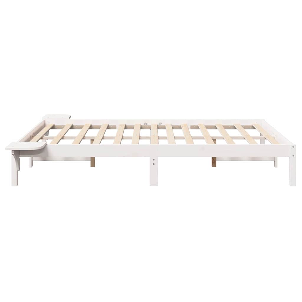 vidaXL Bed Frame White 135 x 190 cm Solid Pine Wood