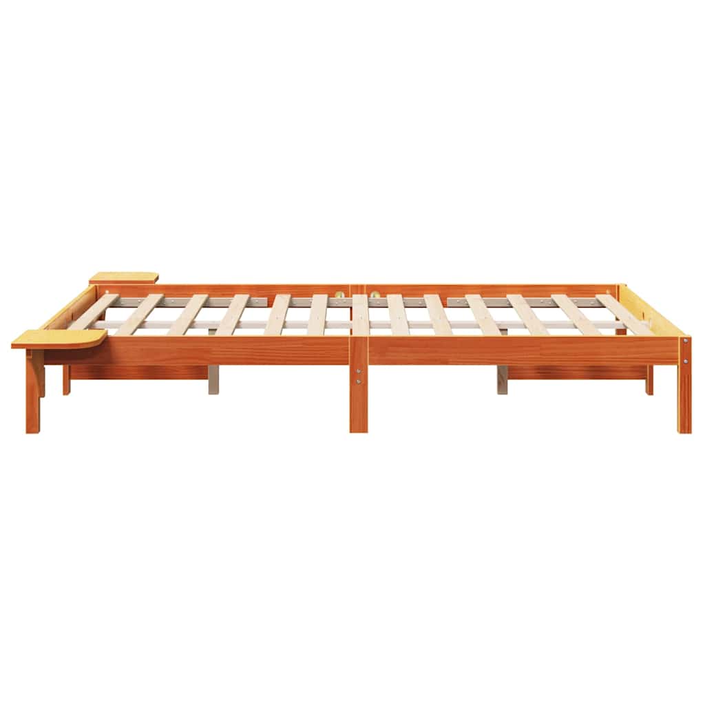vidaXL Bed Frame Wax Brown 135 x 190 cm Solid Pine Wood