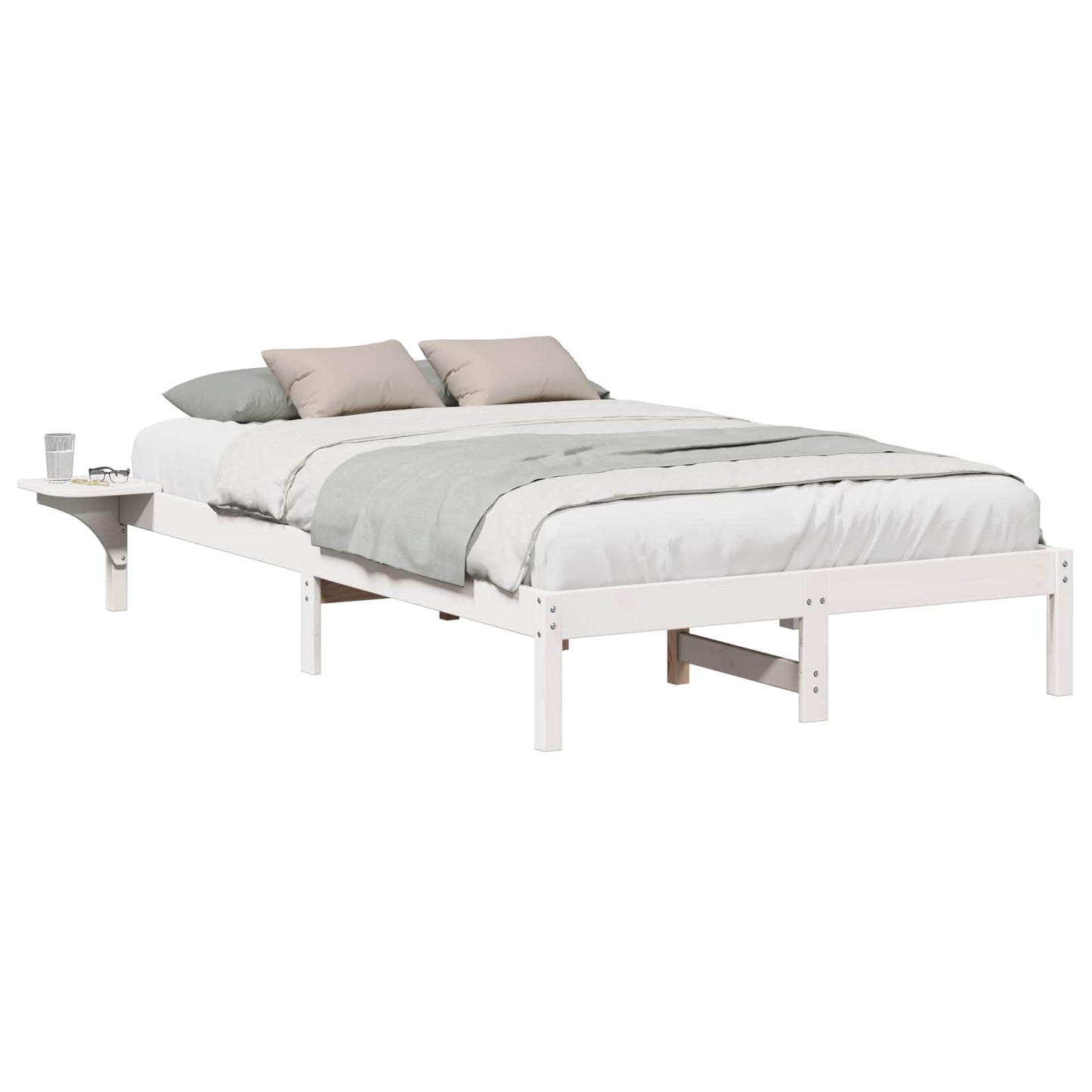vidaXL Bed Frame White 120 x 190 cm Solid Pine Wood