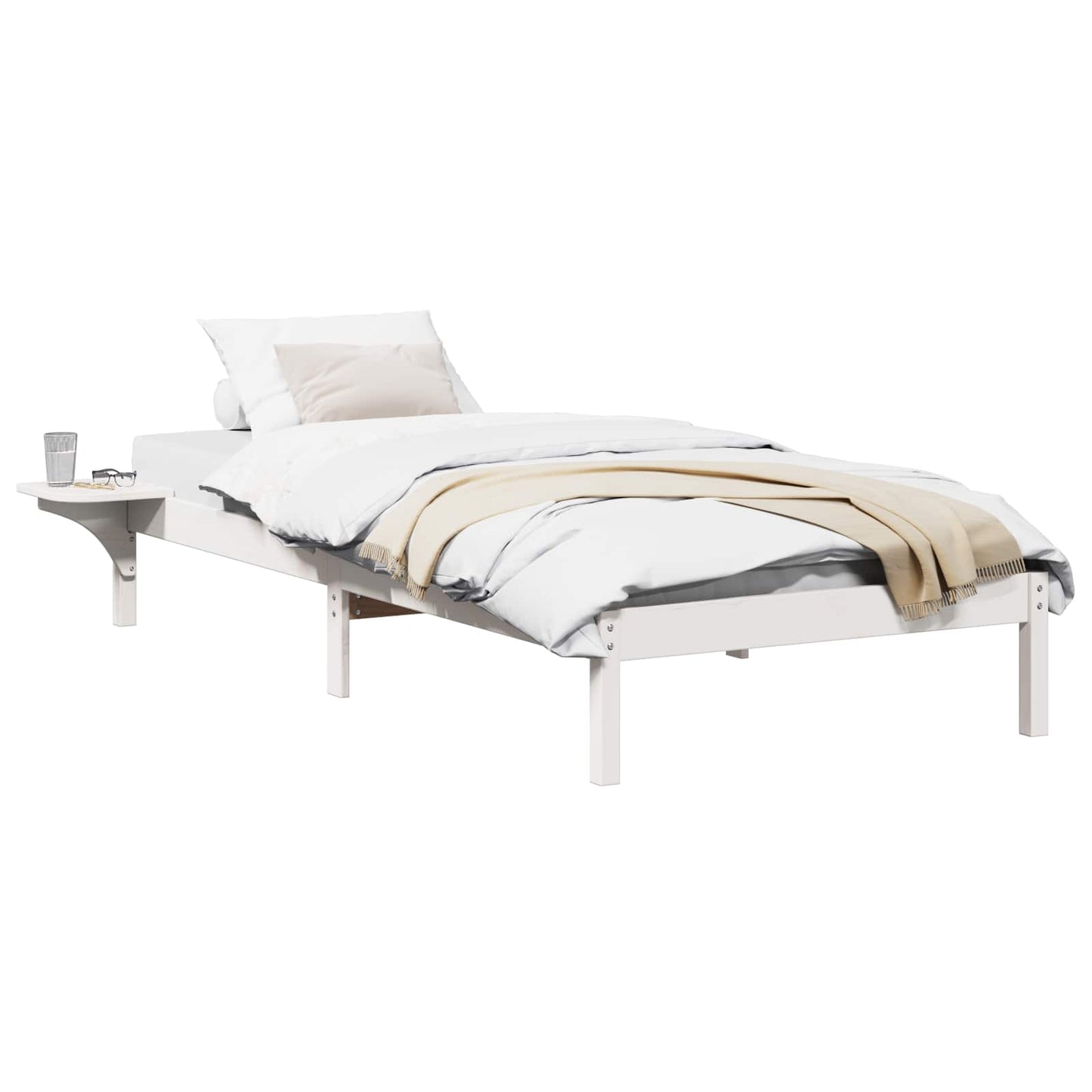 vidaXL Bed Frame White 90 x 200 cm Solid Pine Wood