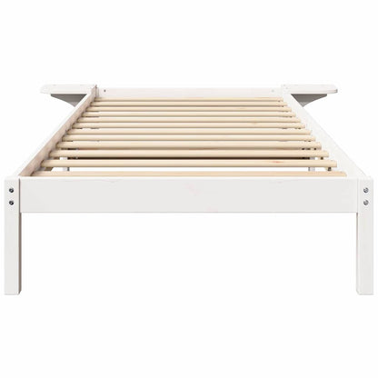 vidaXL Bed Frame White 90 x 200 cm Solid Pine Wood