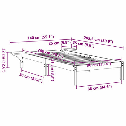 vidaXL Bed Frame White 90 x 200 cm Solid Pine Wood