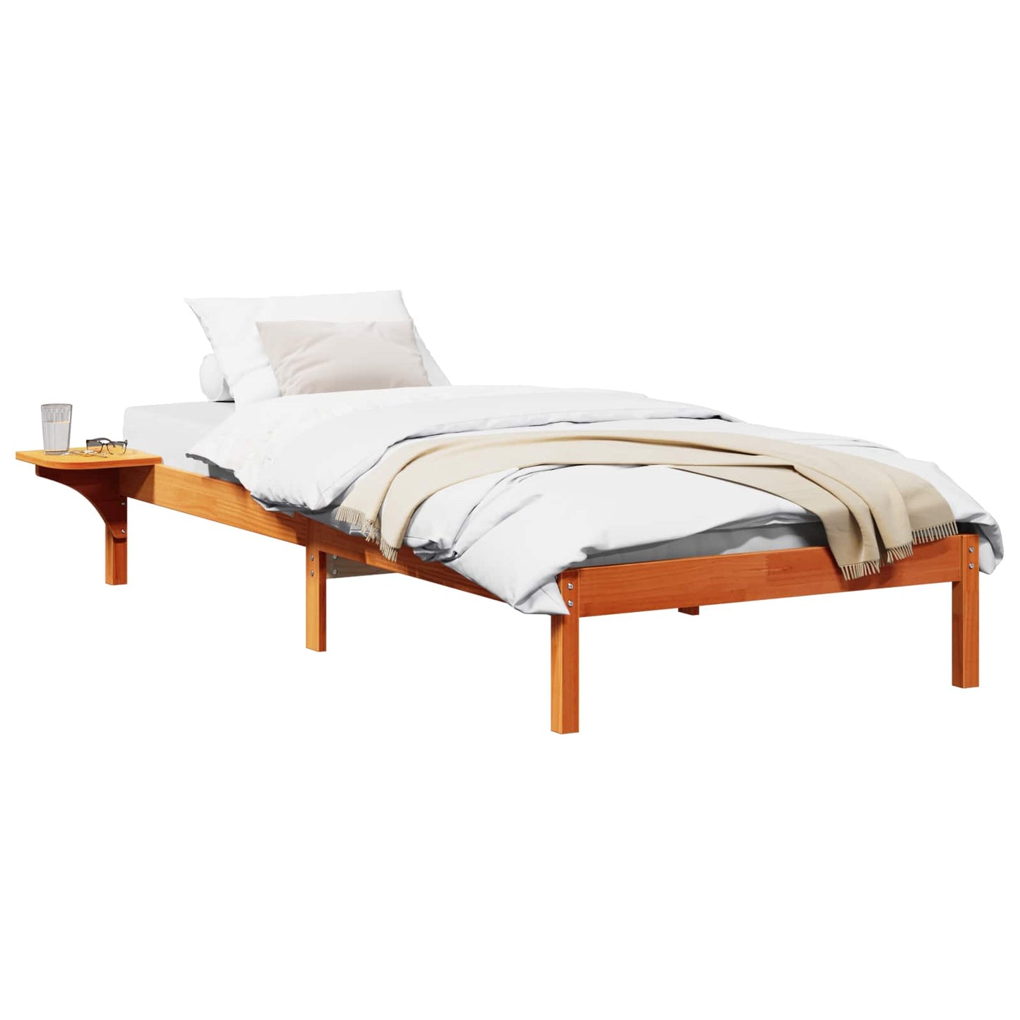 vidaXL Bed Frame Wax Brown 90 x 200 cm Solid Pine Wood