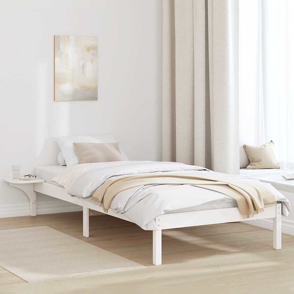 vidaXL Bed Frame White 90 x 190 cm Solid Pine Wood