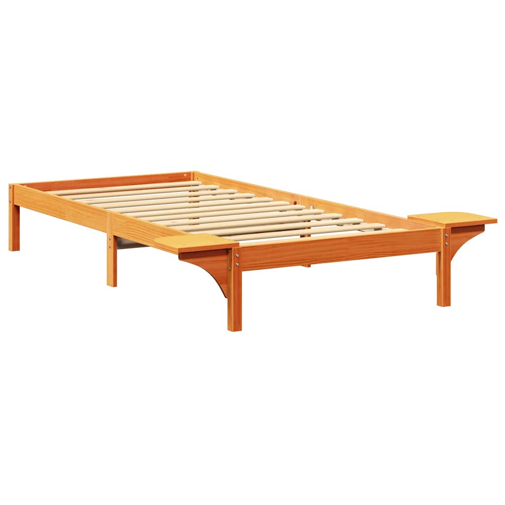vidaXL Bed Frame Wax Brown 90 x 190 cm Solid Pine Wood