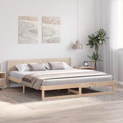 vidaXL Bed Frame with Headboard Natural 200 x 200 cm Solid Pine Wood