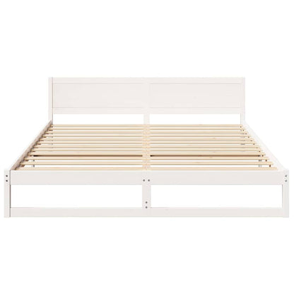 vidaXL Bed Frame with Headboard White 200 x 200 cm Solid Pine Wood