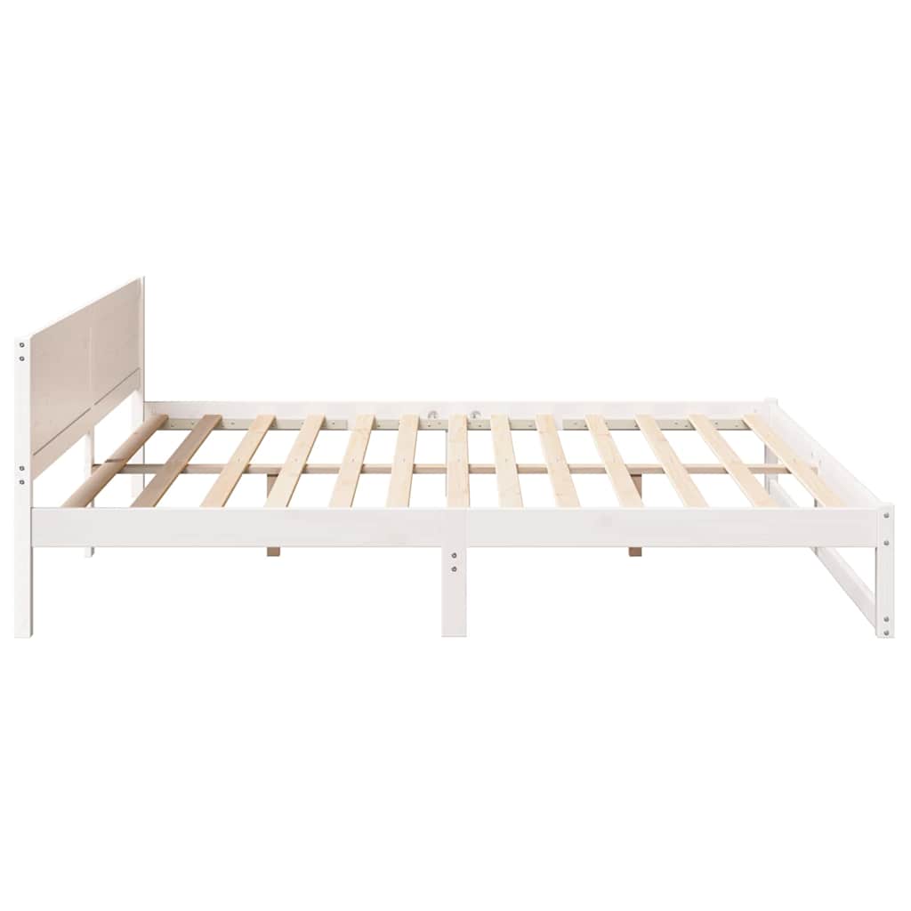 vidaXL Bed Frame with Headboard White 200 x 200 cm Solid Pine Wood