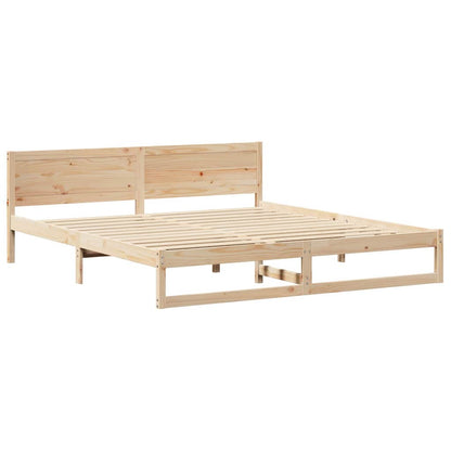 vidaXL Bed Frame with Headboard Natural 180 x 200 cm Solid Pine Wood
