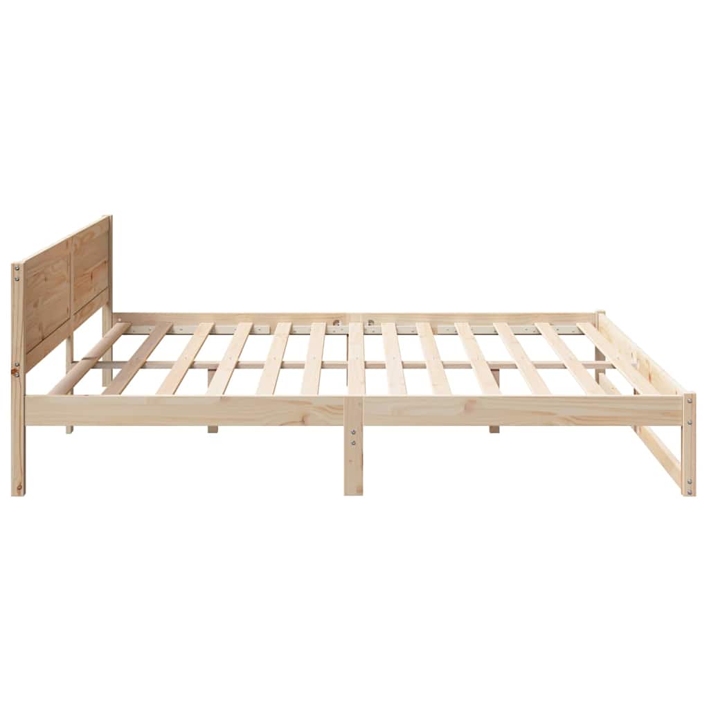 vidaXL Bed Frame with Headboard Natural 180 x 200 cm Solid Pine Wood