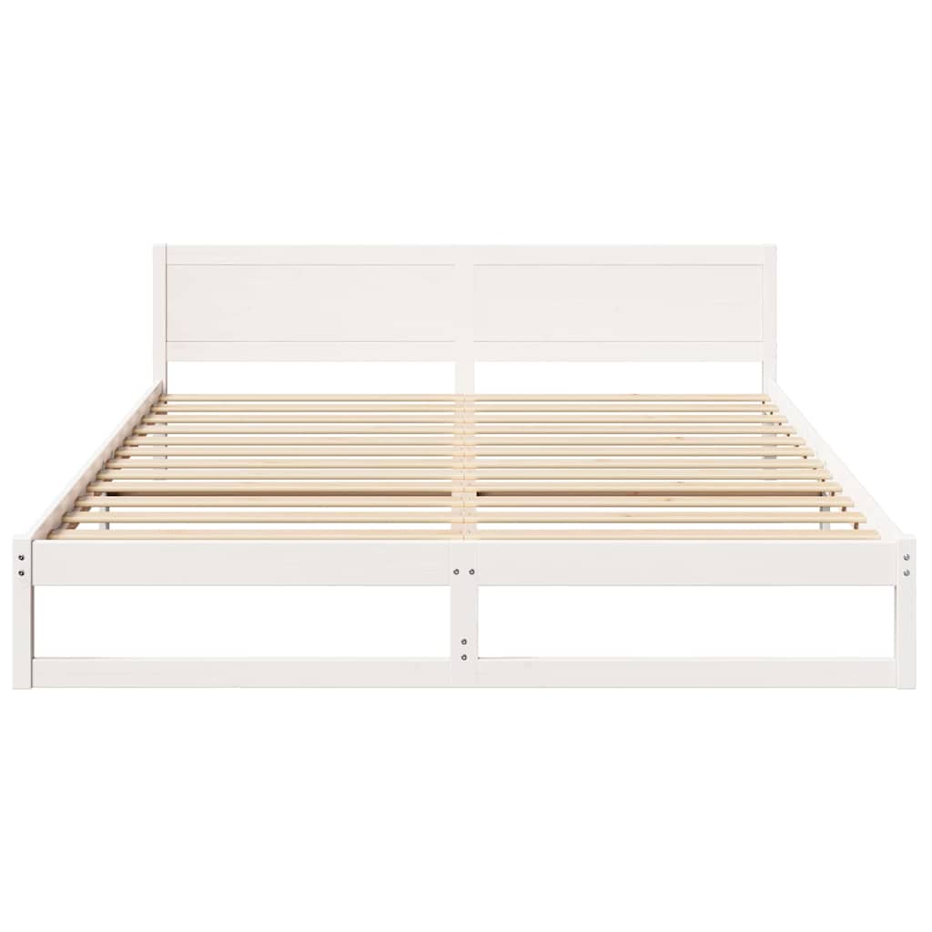 vidaXL Bed Frame with Headboard White 180 x 200 cm Solid Pine Wood