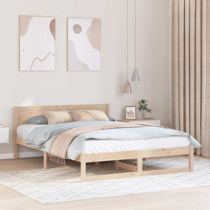 vidaXL Bed Frame with Headboard Natural 160 x 200 cm Solid Pine Wood