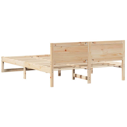 vidaXL Bed Frame with Headboard Natural 160 x 200 cm Solid Pine Wood