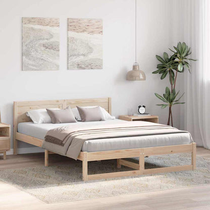 vidaXL Bed Frame with Headboard Natural 150 x 200 cm Solid Pine Wood