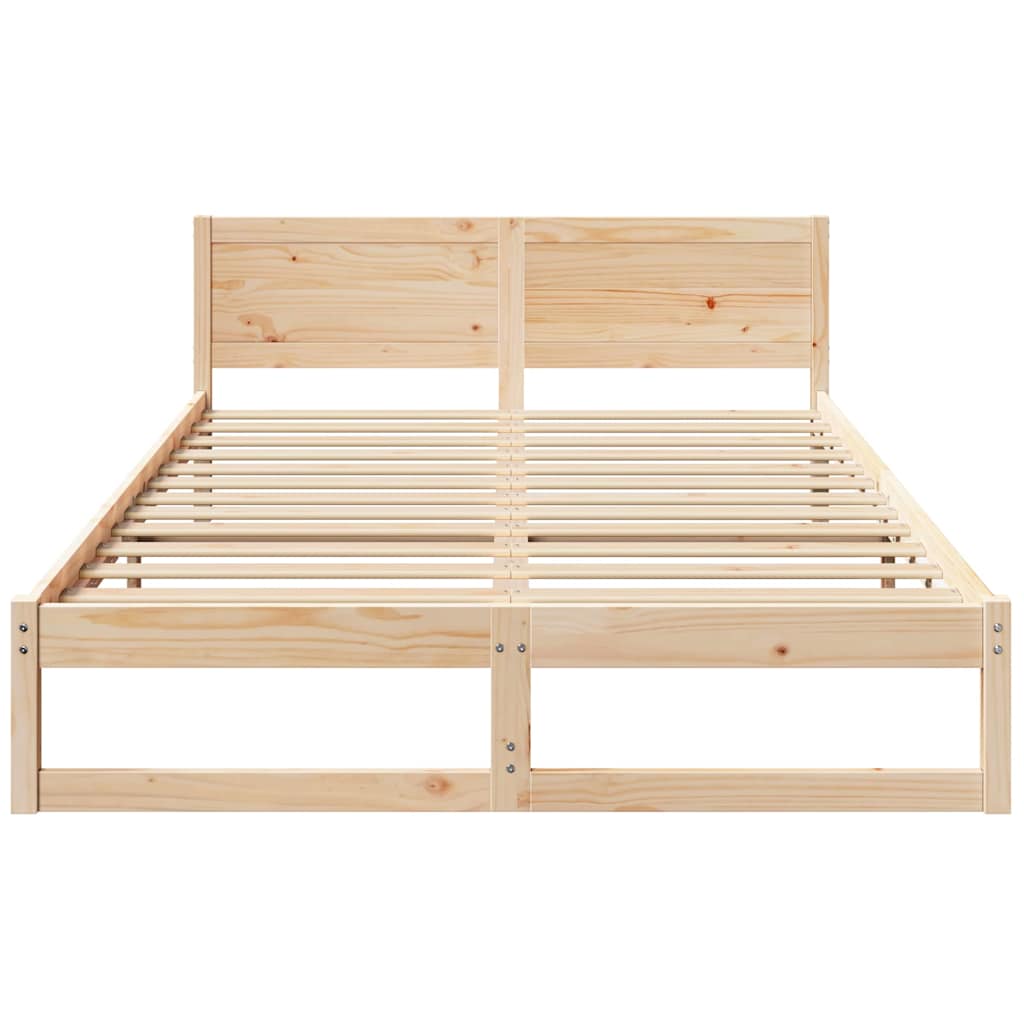 vidaXL Bed Frame with Headboard Natural 150 x 200 cm Solid Pine Wood