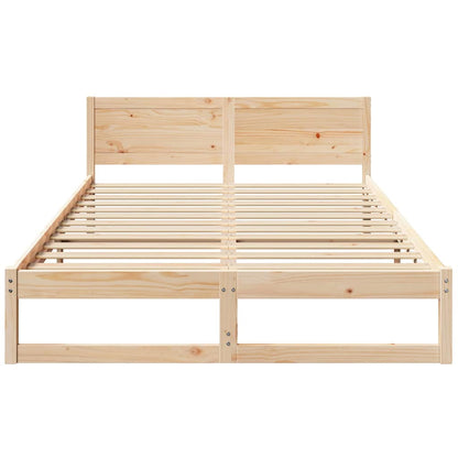vidaXL Bed Frame with Headboard Natural 150 x 200 cm Solid Pine Wood