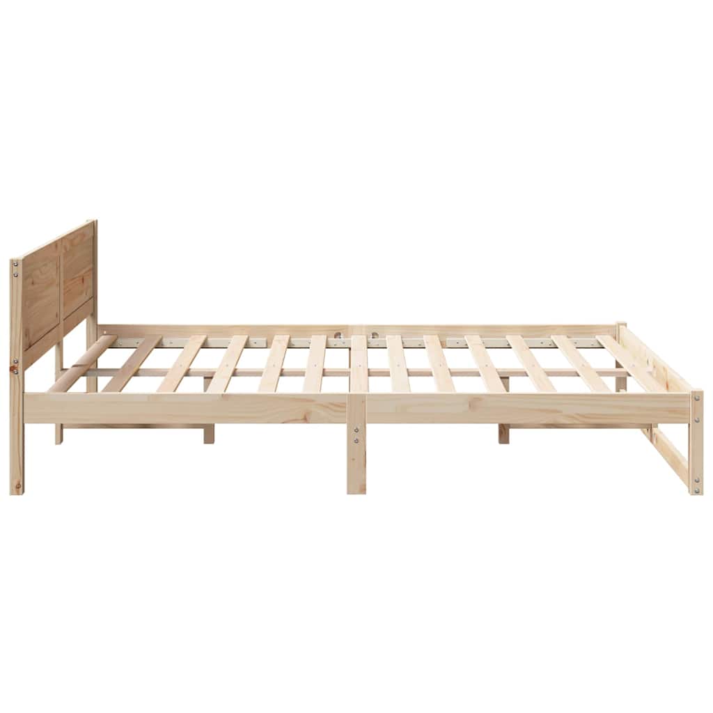 vidaXL Bed Frame with Headboard Natural 150 x 200 cm Solid Pine Wood