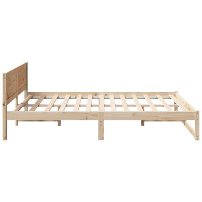 vidaXL Bed Frame with Headboard Natural 150 x 200 cm Solid Pine Wood