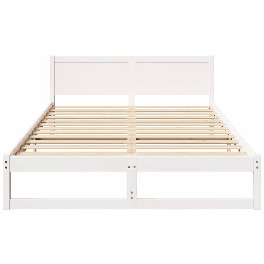 vidaXL Bed Frame with Headboard White 140 x 200 cm Solid Pine Wood