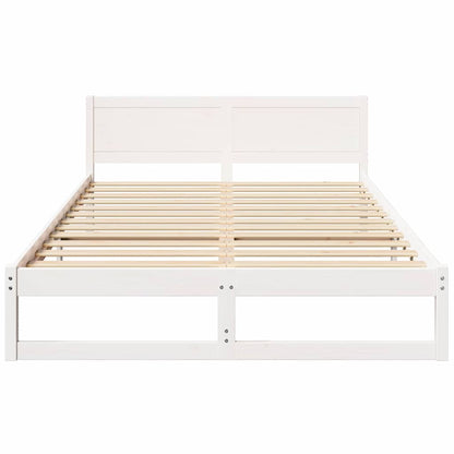 vidaXL Bed Frame with Headboard White 140 x 200 cm Solid Pine Wood