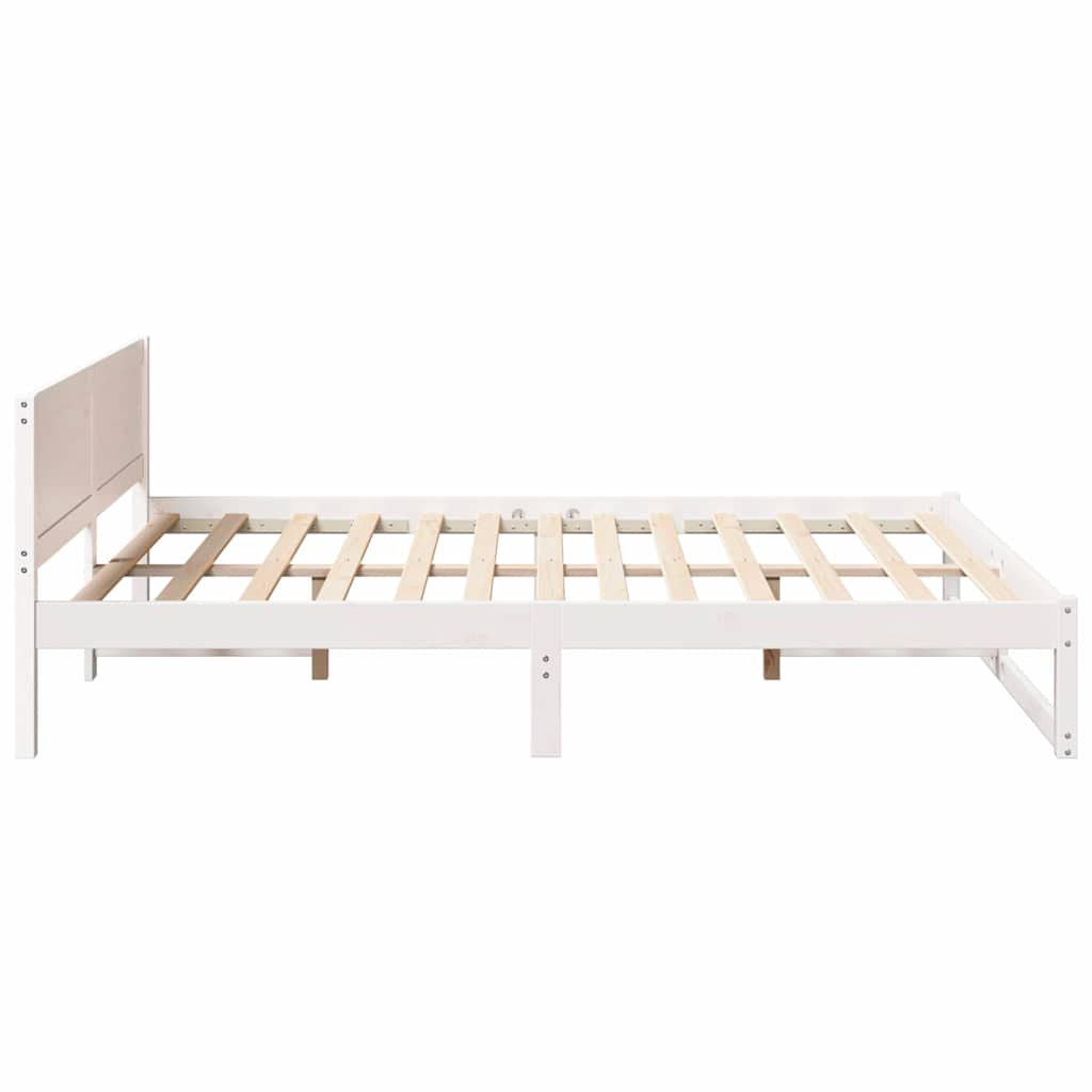 vidaXL Bed Frame with Headboard White 140 x 200 cm Solid Pine Wood