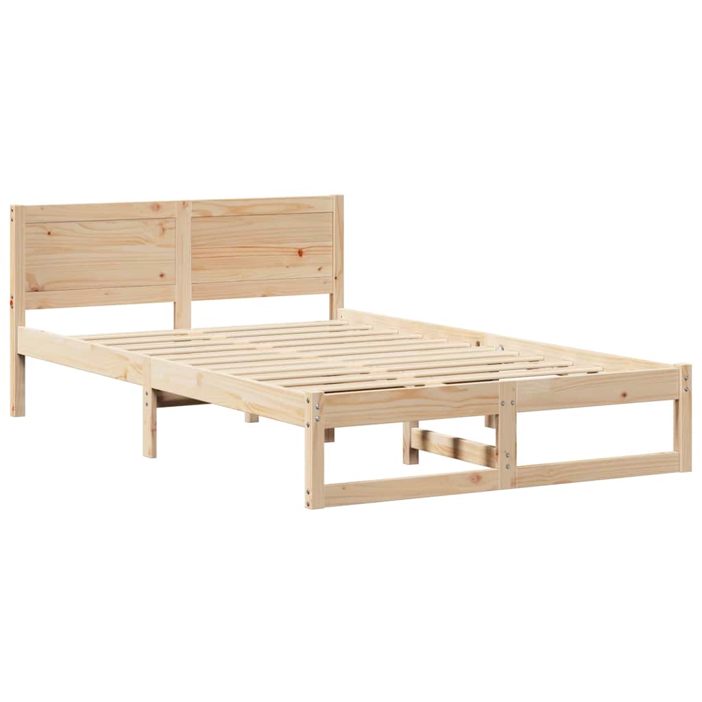 vidaXL Bed Frame with Headboard Natural 120 x 200 cm Solid Pine Wood