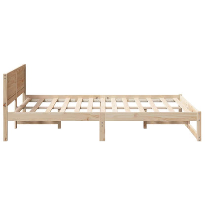 vidaXL Bed Frame with Headboard Natural 120 x 200 cm Solid Pine Wood