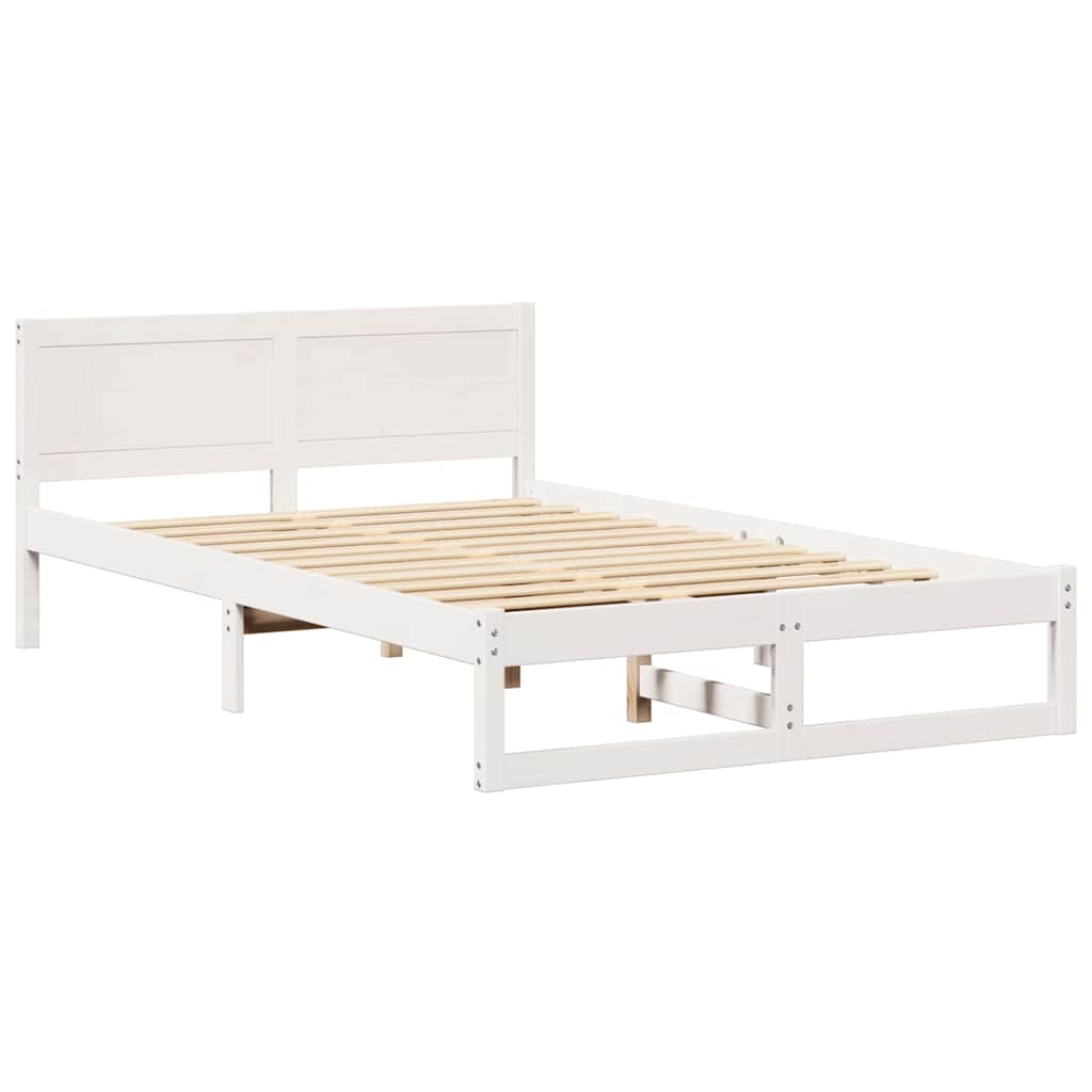 vidaXL Bed Frame with Headboard White 120 x 200 cm Solid Pine Wood