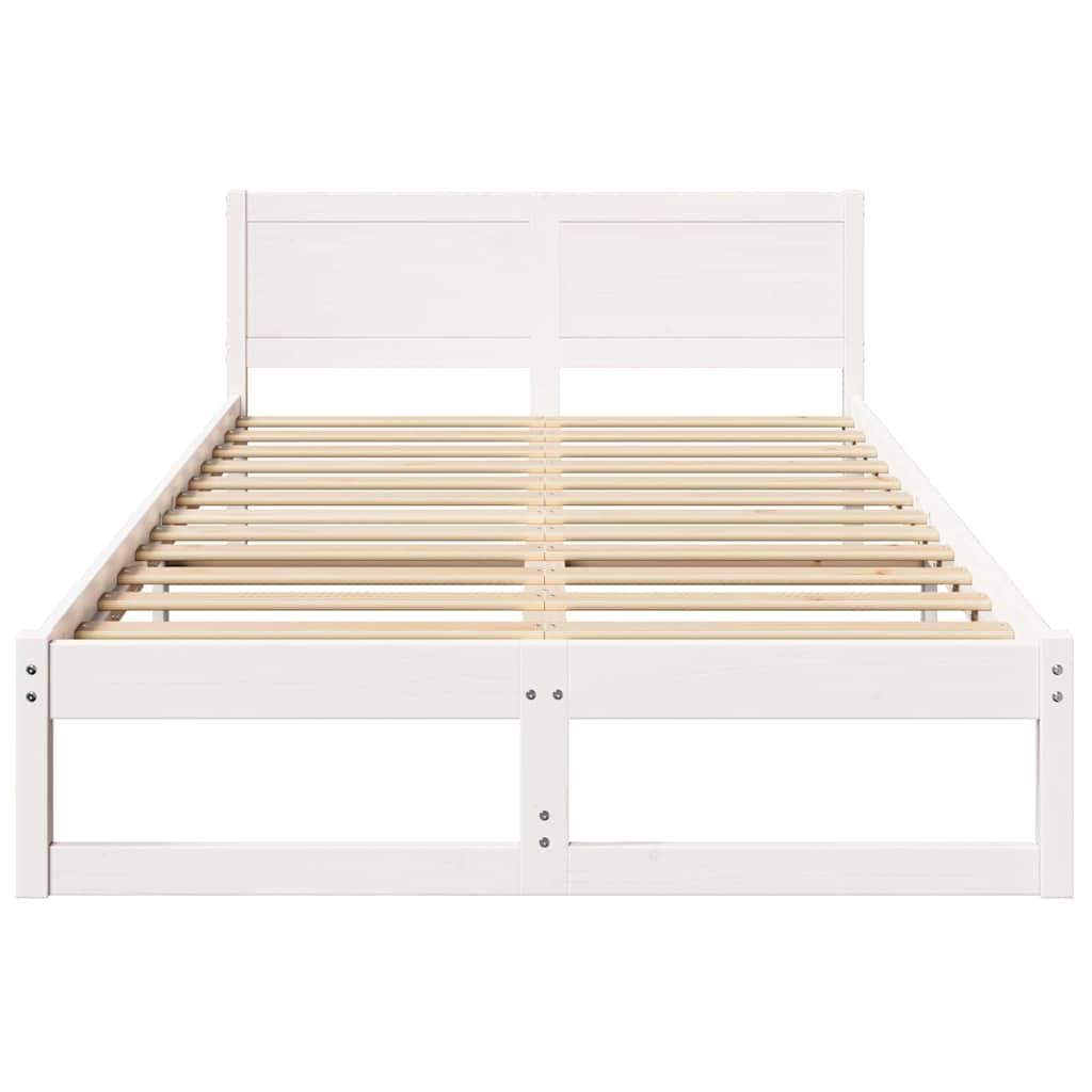 vidaXL Bed Frame with Headboard White 120 x 200 cm Solid Pine Wood