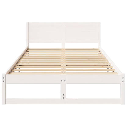 vidaXL Bed Frame with Headboard White 120 x 200 cm Solid Pine Wood