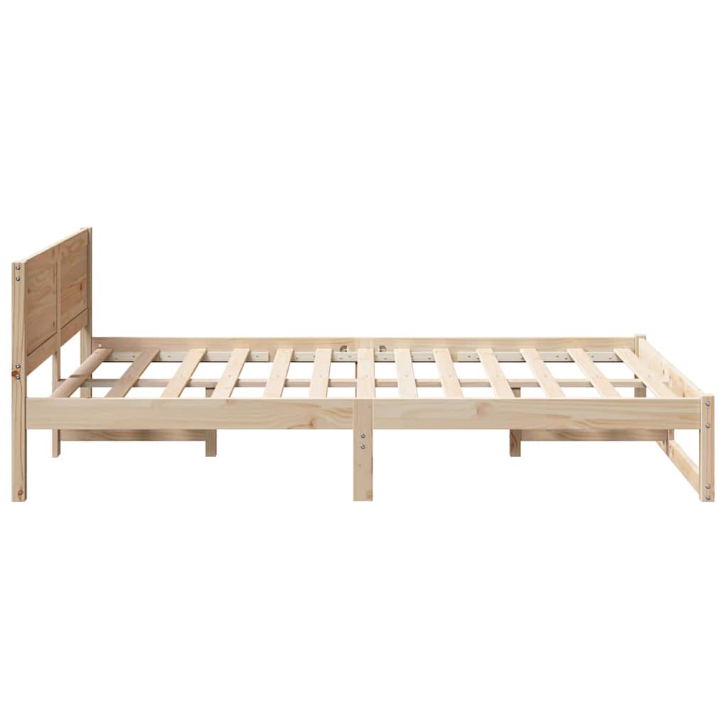 vidaXL Bed Frame with Headboard Natural 140 x 190 cm Solid Pine Wood