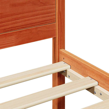 vidaXL Bed Frame with Headboard Wax Brown 140 x 190 cm Solid Pine Wood