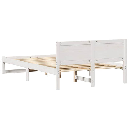 vidaXL Bed Frame with Headboard White 135 x 190 cm Solid Pine Wood