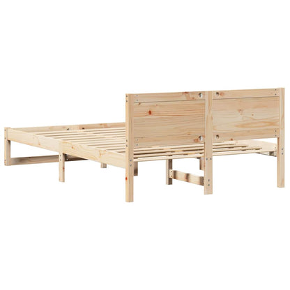 vidaXL Bed Frame with Headboard Natural 120 x 190 cm Solid Pine Wood