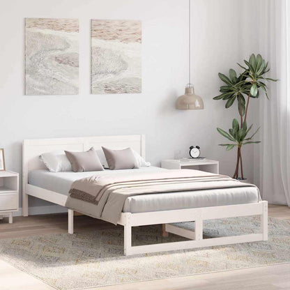 vidaXL Bed Frame with Headboard White 120 x 190 cm Solid Pine Wood