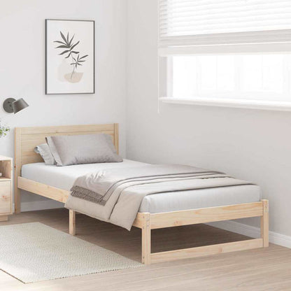 vidaXL Bed Frame with Headboard Natural 100 x 200 cm Solid Pine Wood