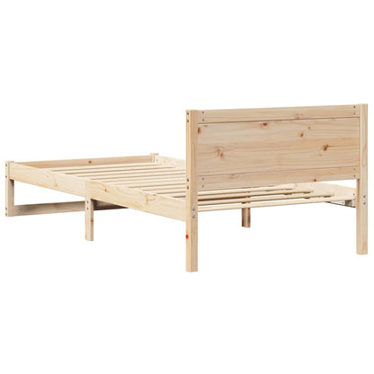 vidaXL Bed Frame with Headboard Natural 90 x 200 cm Solid Pine Wood