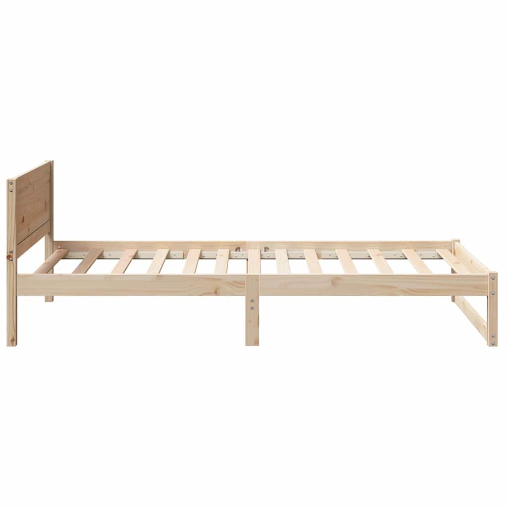 vidaXL Bed Frame with Headboard Natural 90 x 200 cm Solid Pine Wood