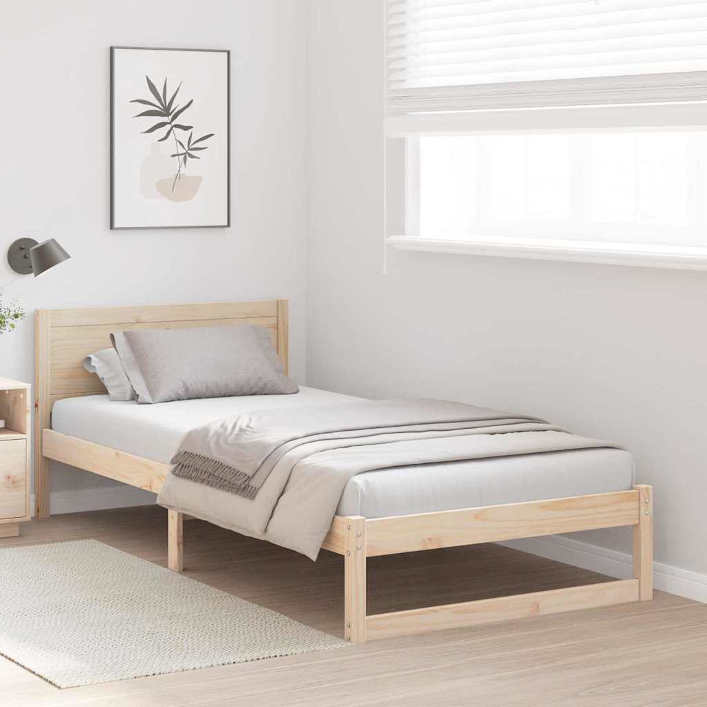 vidaXL Bed Frame with Headboard Natural 80 x 200 cm Solid Pine Wood