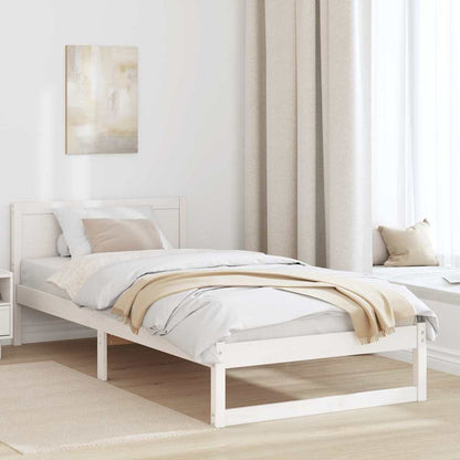 vidaXL Bed Frame with Headboard White 80 x 200 cm Solid Pine Wood