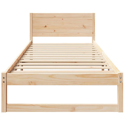 vidaXL Bed Frame with Headboard Natural 90 x 190 cm Solid Pine Wood