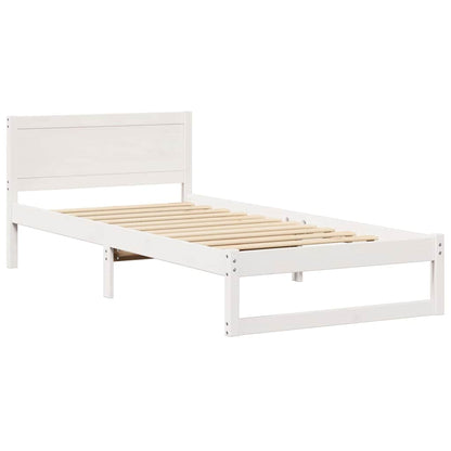 vidaXL Bed Frame with Headboard White 90 x 190 cm Solid Pine Wood