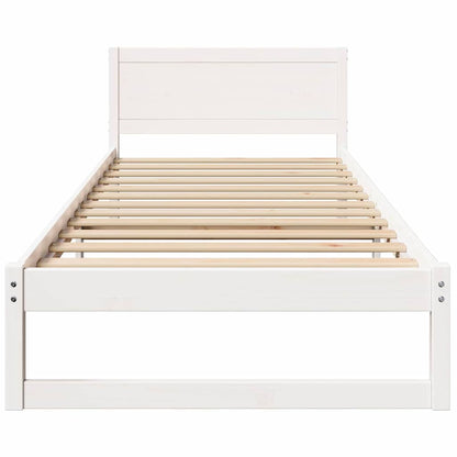 vidaXL Bed Frame with Headboard White 90 x 190 cm Solid Pine Wood
